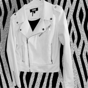 DKNY FAUX LEATHER MOTO JACKET